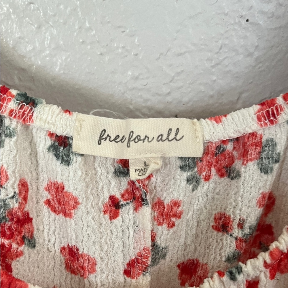 Floral Red and White Top